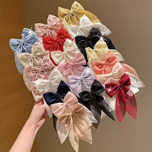 9 11 20pcs colorful bow hair pink and clips suitable for teenagers to wear and school