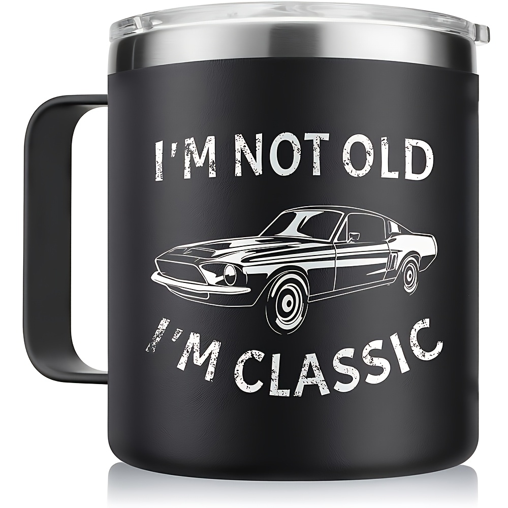 

14oz Classic Car Insulated Stainless Mug - Shatterproof, Freezable, Bpa & - Men, , Dad - Ideal For Valentine's, Father's Day & Retirement Gifts (black)