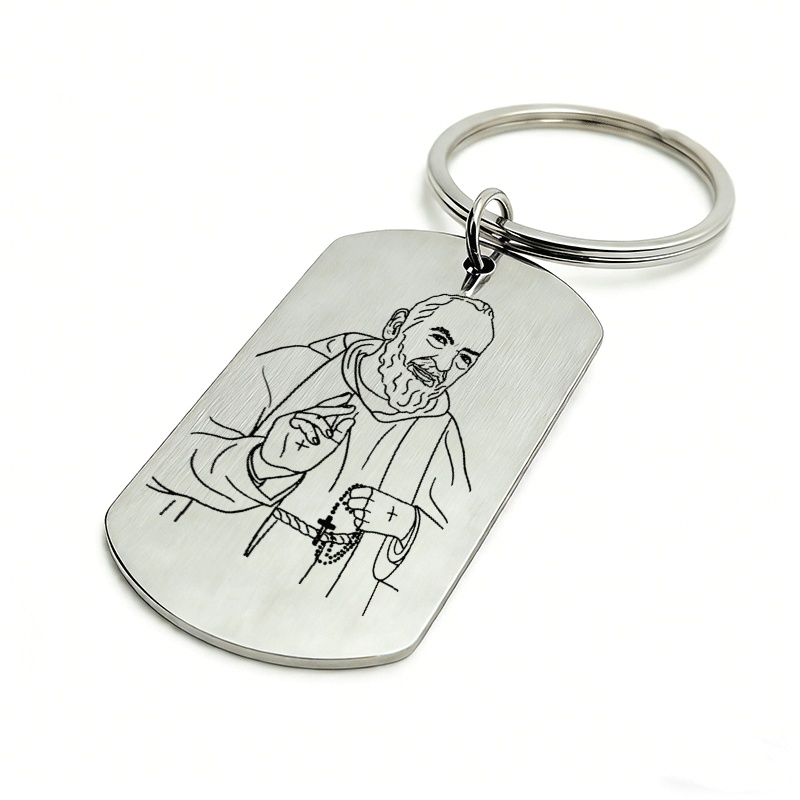 TEMU 1pc Portachiavi "Statua di Benedizione Pio da Pietrelcina" Rosario di Personalizzato Uso Accessorio, Impermeabile e Resistente all'Usura, Da