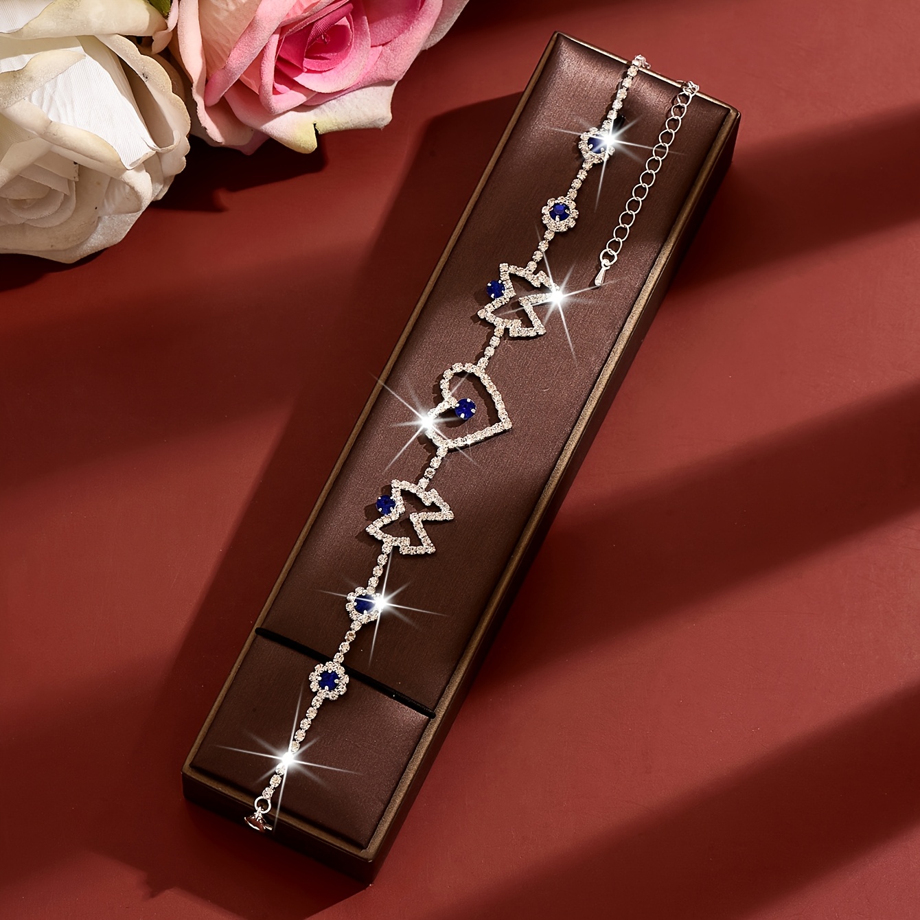 Rhinestone Heart & Butterfly Spliced Anklet, Gift for Parties