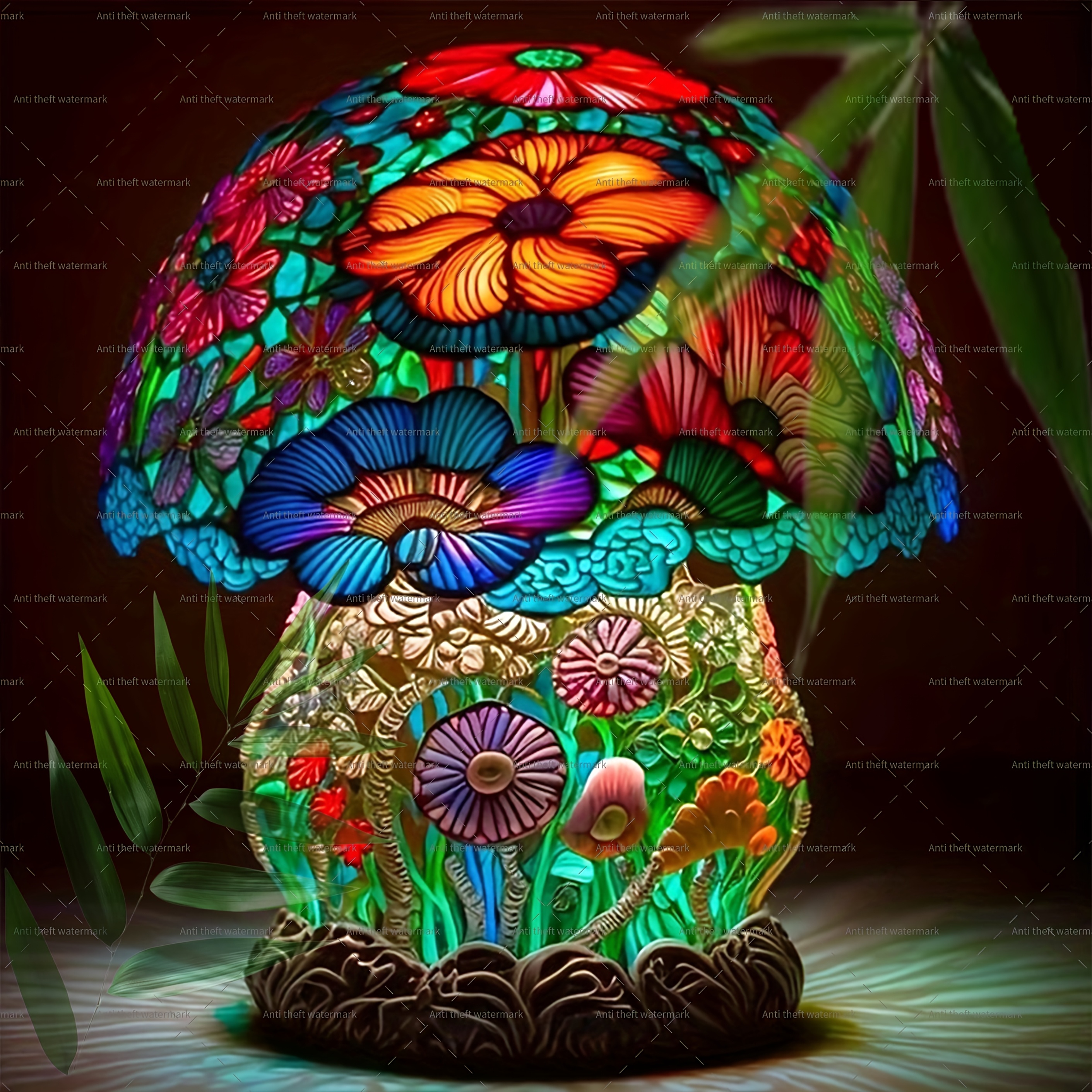 

1pc 5d Diy Enamel Mushroom Diamond Painting Kit, Stitch Mosaic Art, 15.75x15.75 Inches, Woven Material, Tool Kit For Adults And Beginners, Home Office Wall Decor, Holiday Gift