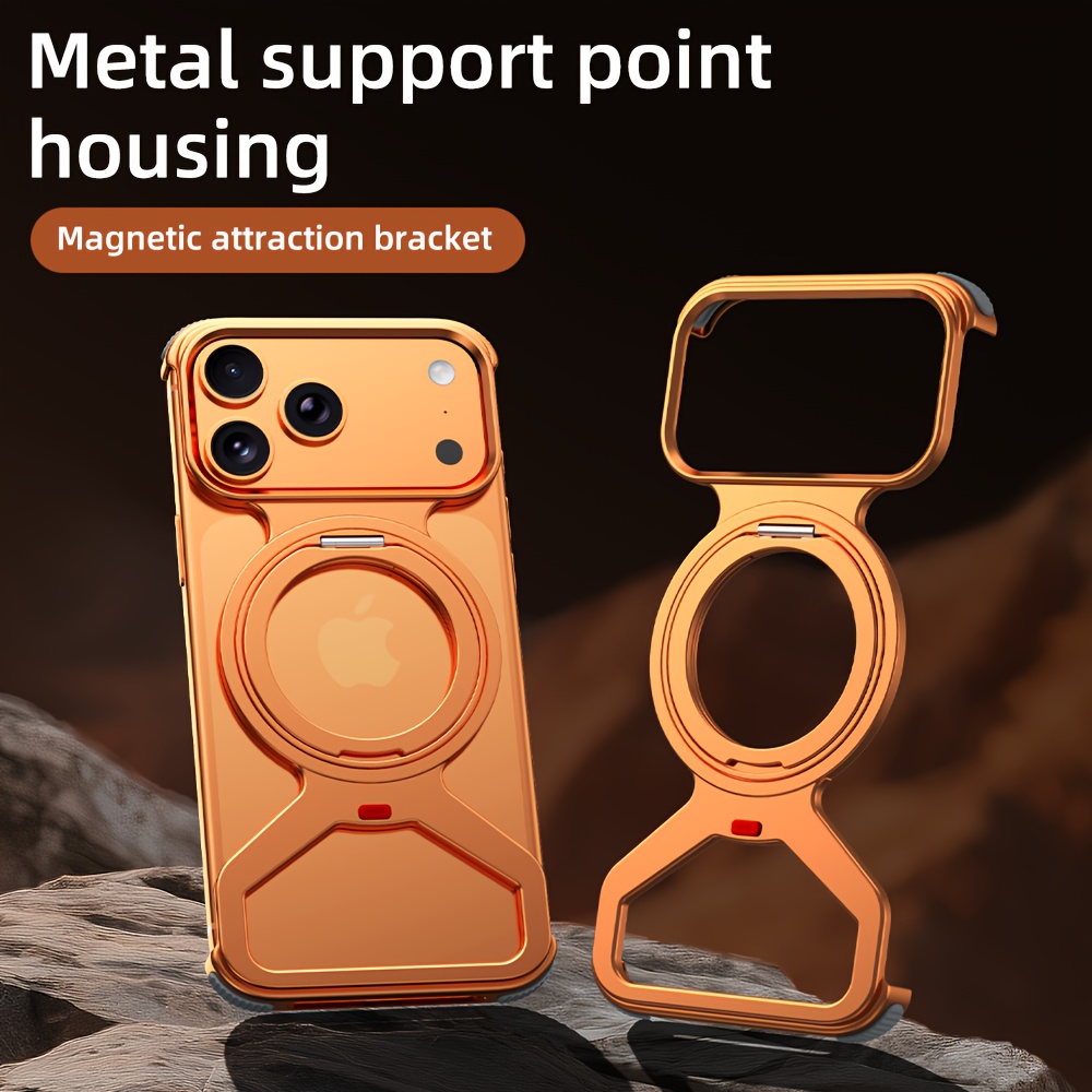 Phone Case - Compatible with Iphone 17/Iphone 17 Pro Max/Iphone 17 Air/Iphone 17 Pro[Metal Invisible Magnetic Stand Case]360-Degree Rotating Magnetic Stand with Borderless Hollow Heat Dissipation Protection Case