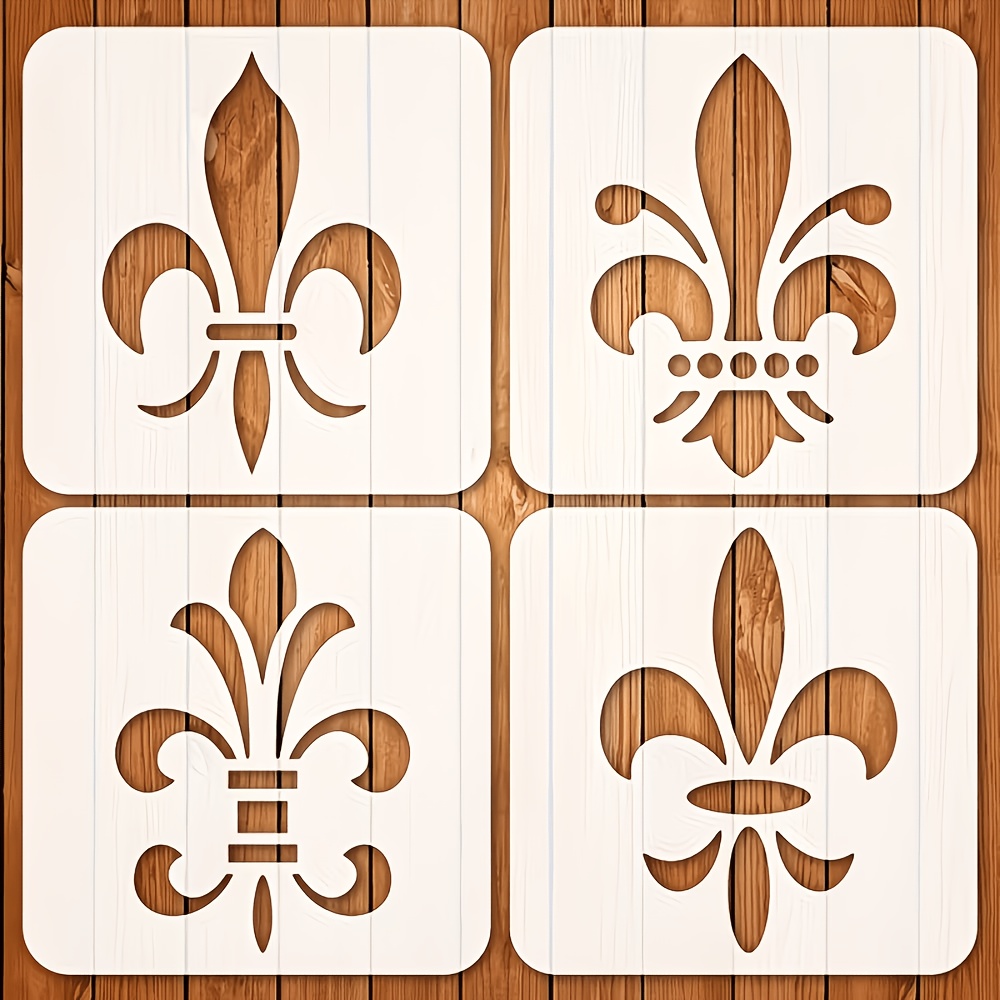 TEMU Set Stencil per Dipinti di Fiori Ris, 4 Pollici -- Design Moderno -- Stencil da Disegno Riutilizzabili per Artigianato su Tessuto, Tela, Pareti