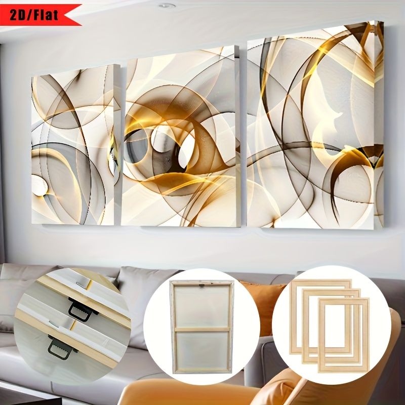TEMU 2D Piatto, 2D/Piatta, 3 pezzi, cornice , decorazione murale su tela , stampa astratta . Design per pareti. per camera da letto, dormitorio,
