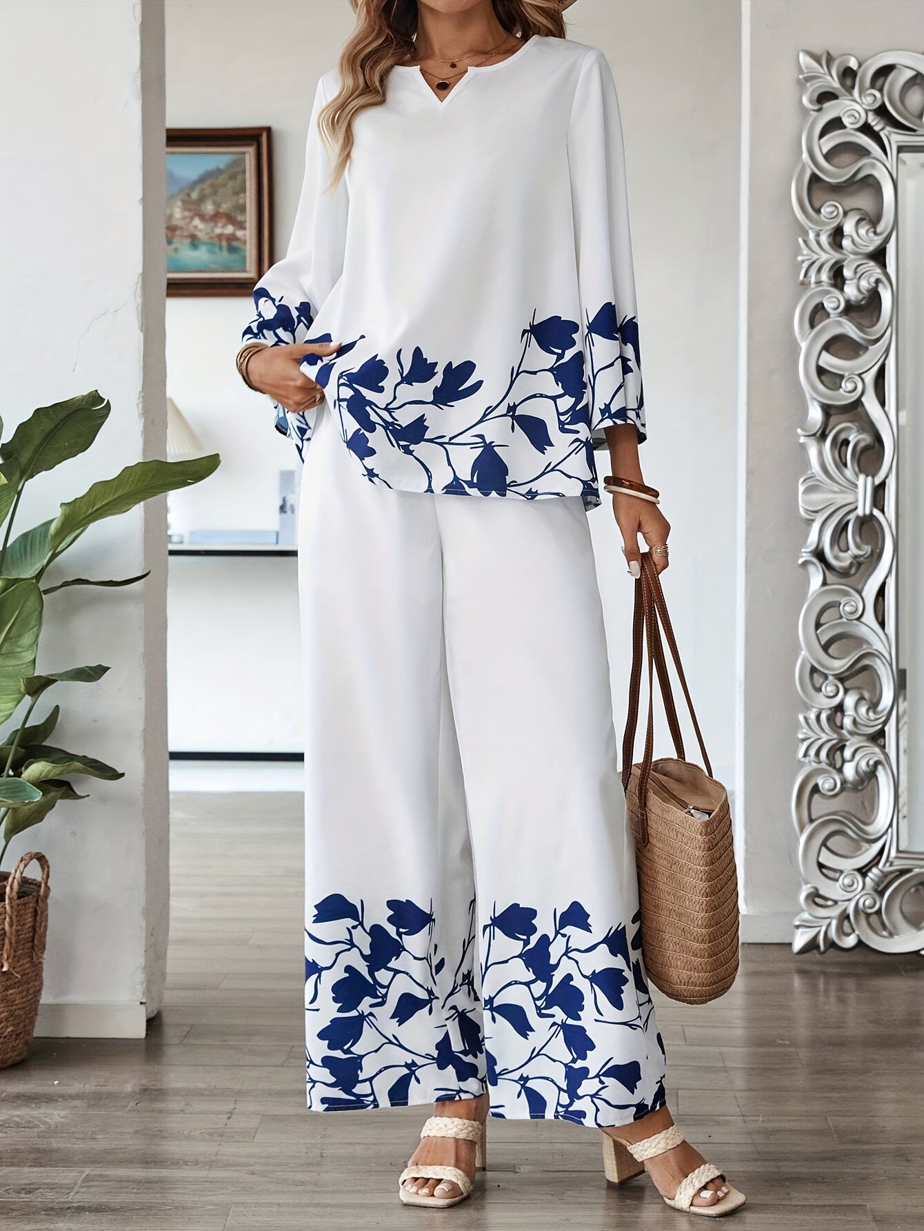 Newness Serene Bloom Floral Pants Set A chic and stylish pants set featuring a vibrant floral print perfect for elevating your everyday style or adding a touch of elegance to your special occasion outfit