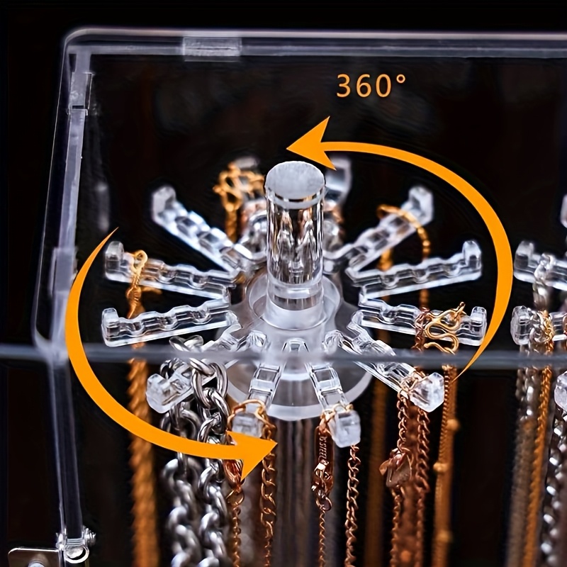 dustproof clear acrylic jewelry organizer rotating necklace display stand for necklaces bracelets watches transparent acrylic jewelry rack with multiple hooks ideal for birthdays and gifts jewelry display rack modern jewelry holder durable acrylic material jewelry organizer rack   Product details 5