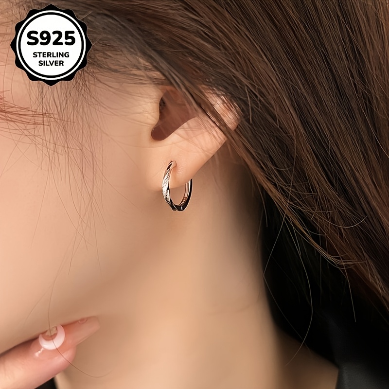 Women's 925 Silver Circular Zirconia Earrings