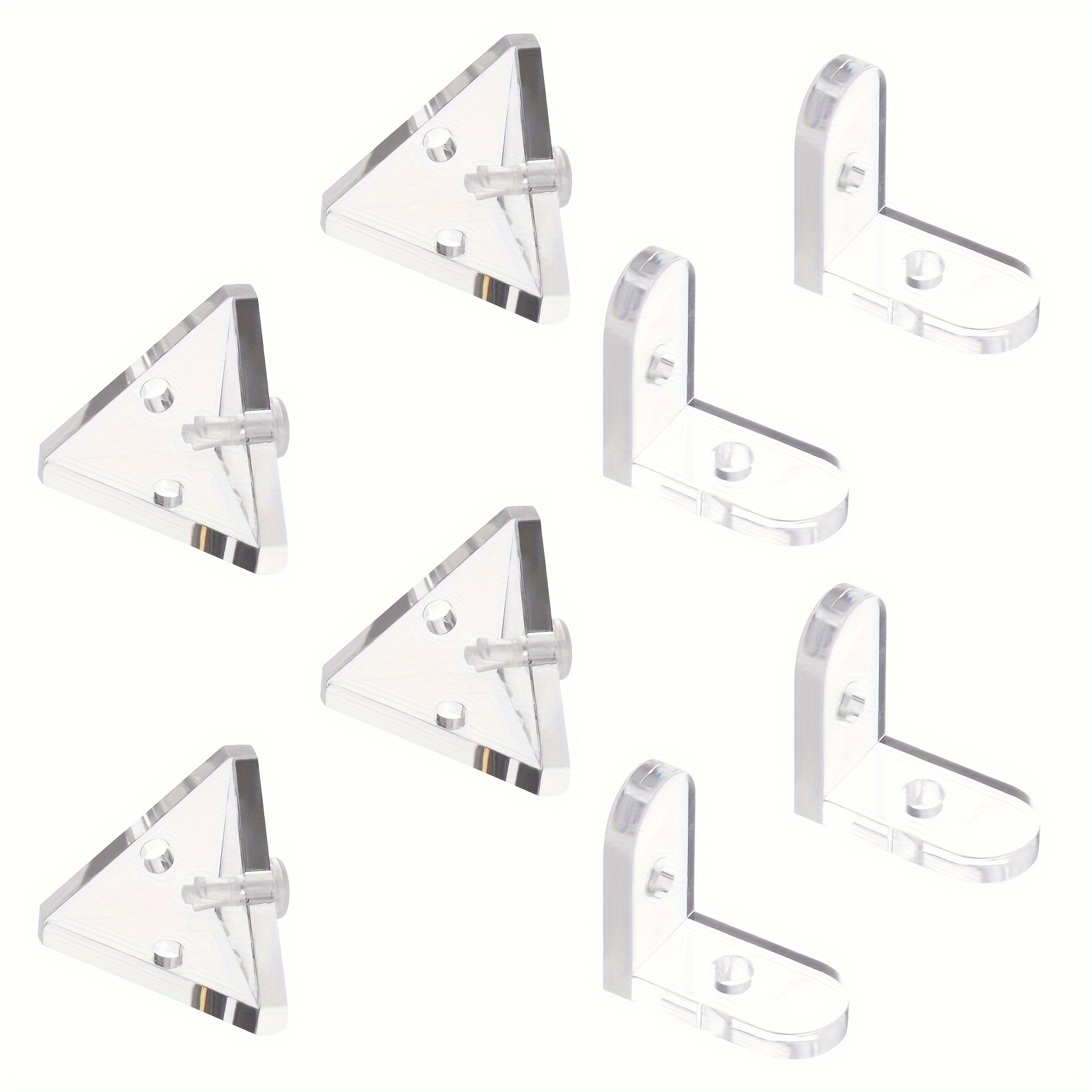 TEMU 8 Équerres d'angle multifonctionnelles en acrylique - Support transparent de L à 3 trous avec rivets transparents, adapté aux boîtes d' et aux