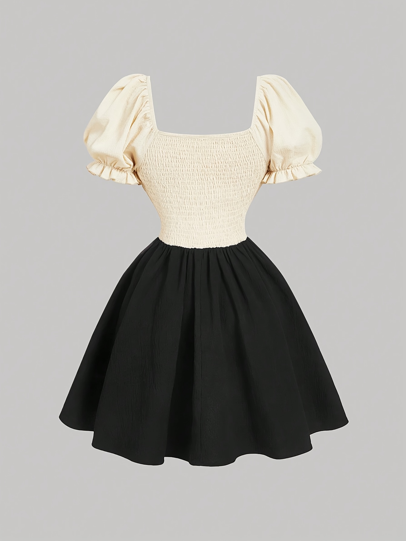 strapless open back dress Wool Blend Fit and Flare Midi Dress – Vintage Winter Dress 5301 Gray / M main image 1