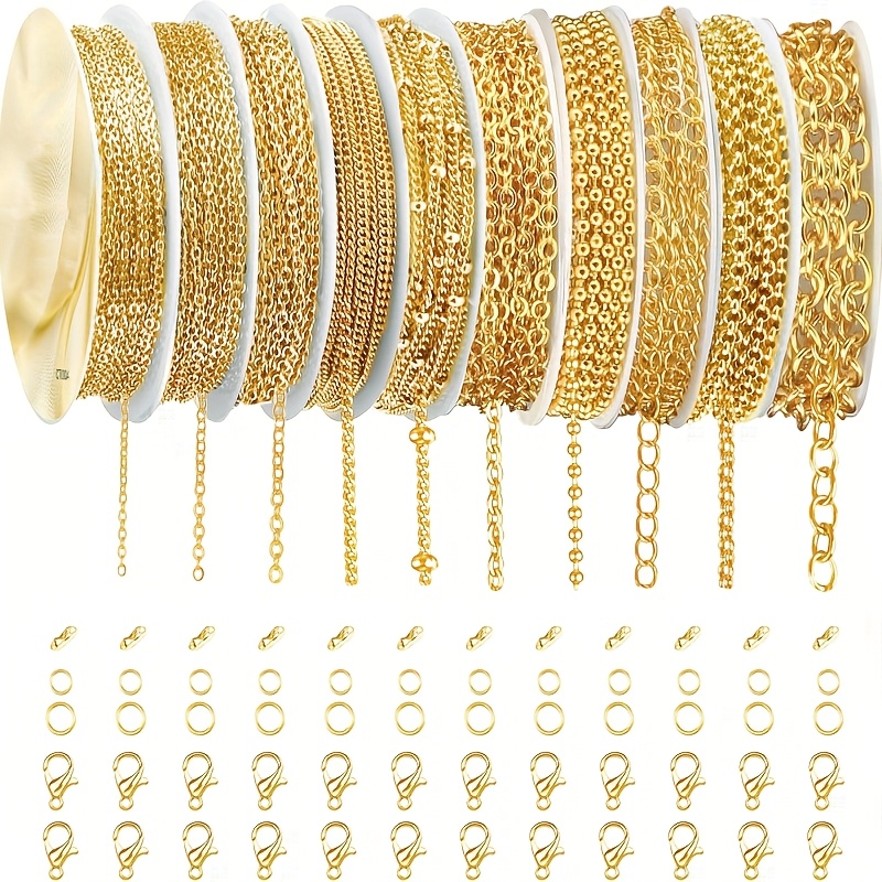 TEMU Golden Rose Golden Silvery Chain Set. Various Different Styles Of Chains Used To Make Bracelets, Necklaces And Other Additions. A Gift For Craft