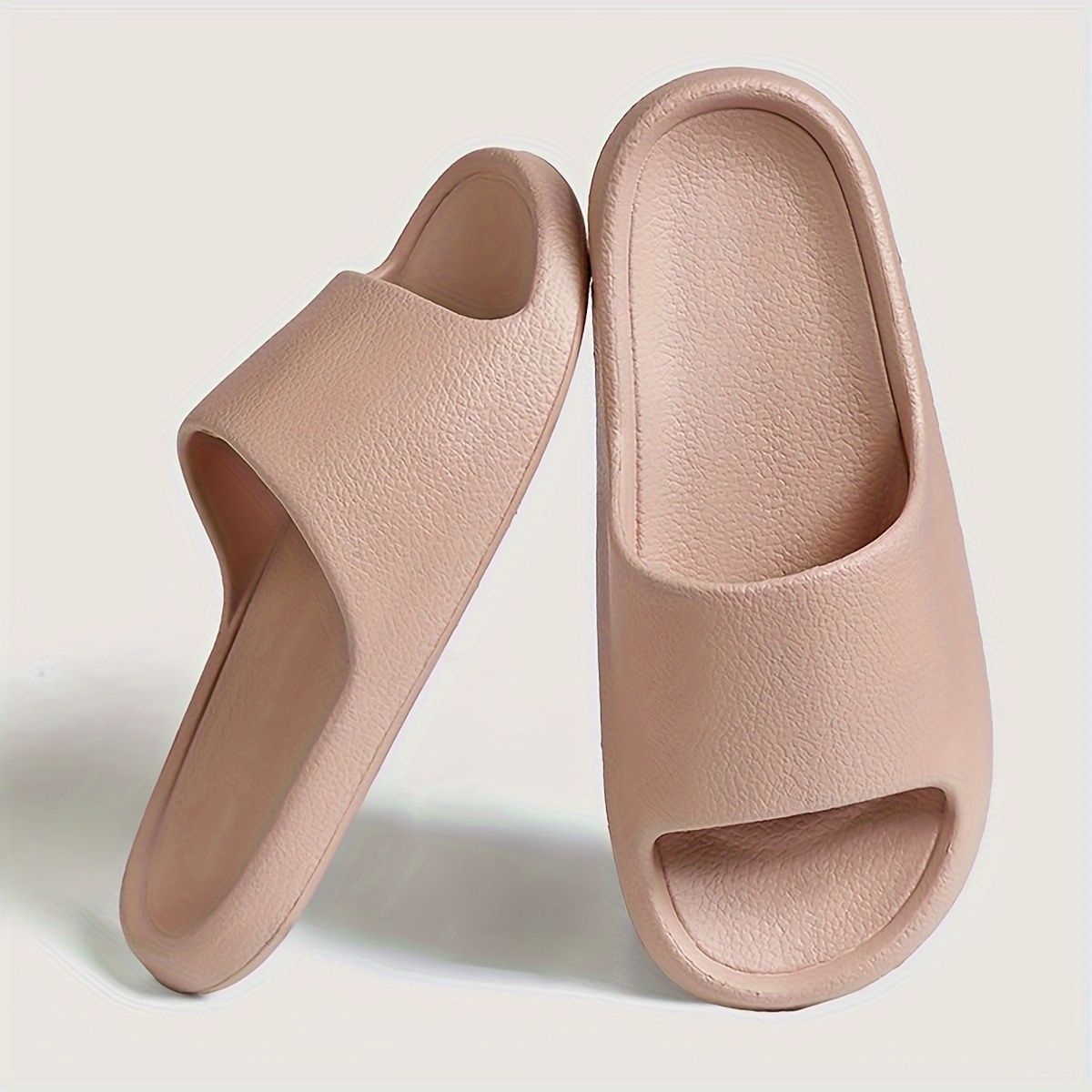 2024 New Fashion EVA Slip-On Slides, Comfortable Soft Thin Sole, Faux Texture, All-Season Casual Home Bath Beach Sandals, Solid Color, Universal Fit, Casual Daily Wear