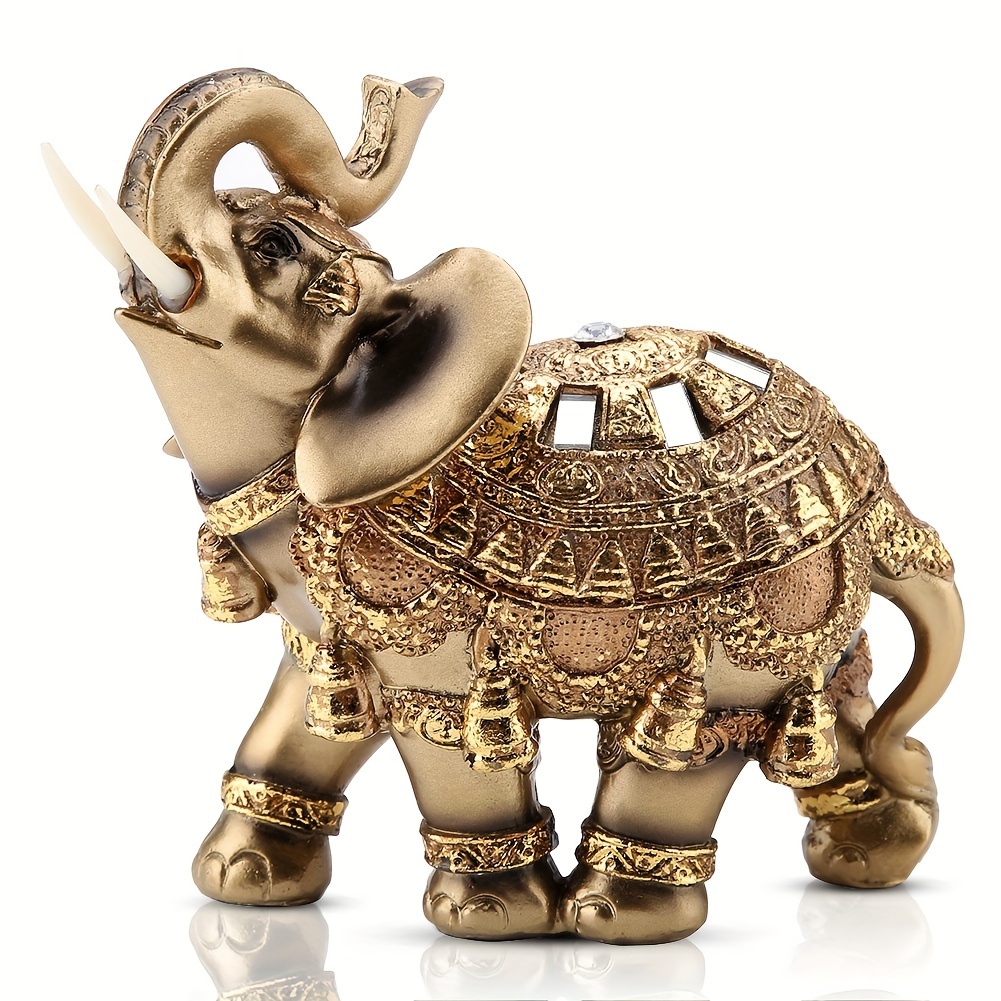 

Feng Shui Elephant Statue Golden Collectible Wealth Elephant Figurine Home Office Decoration Gift (large)