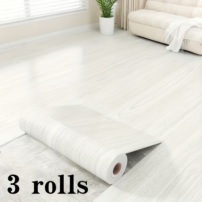 TEMU Three-roll Self-adhesive Waterproof Wood Grain Flooring—, Wood Floor Coverings, Easy Diy Installation, Suitable For Home, Bedroom, And Living