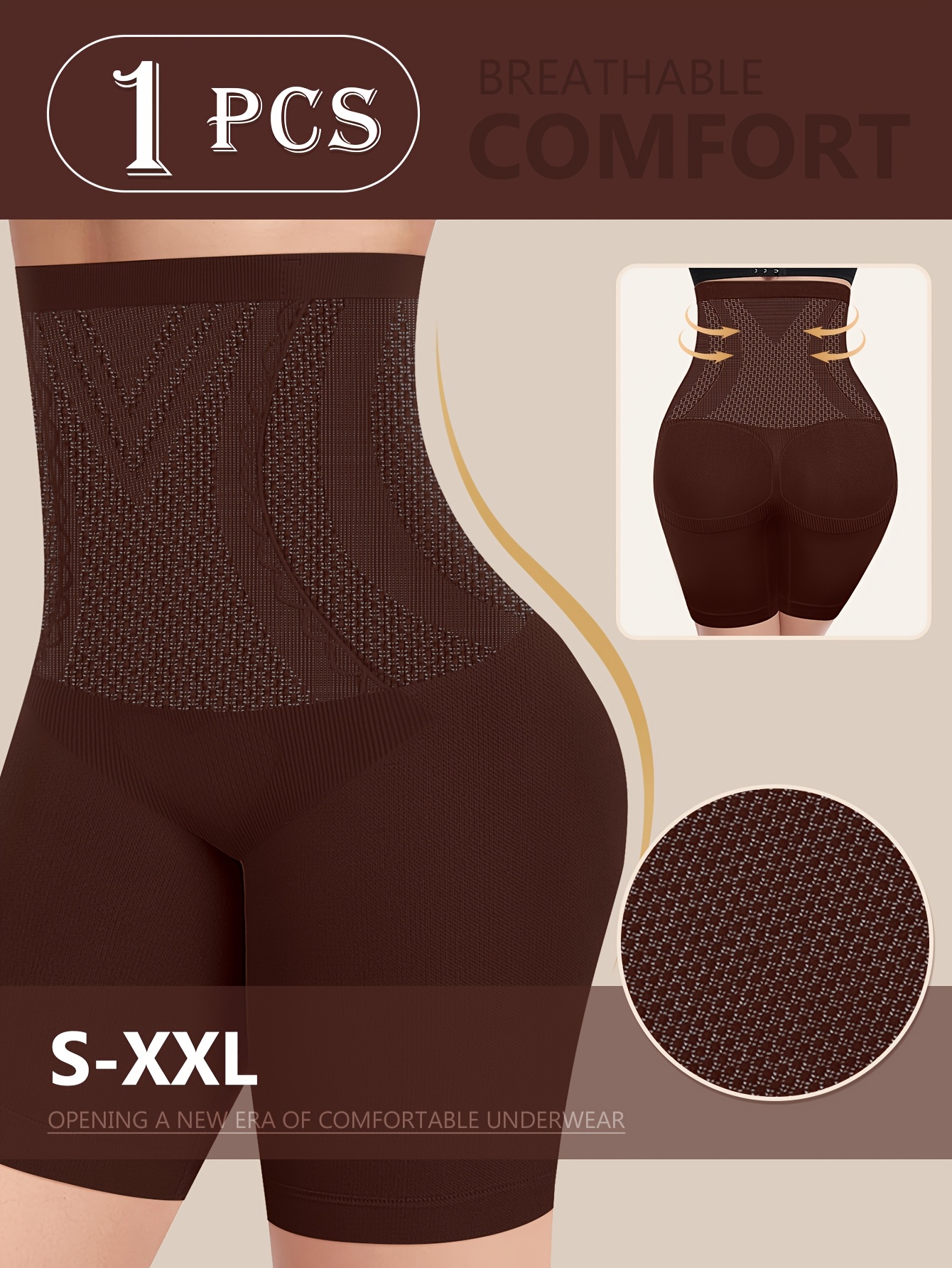 1pc Women'S High-Waist Breathable Comfort Shapewear Boxer Briefs - Seamless, Butt-Lifting, S-XXL Size, Elegant Solid Color Underwear for Everyday & Special Occasions, High Waisted Boxer Shorts, Butt Lifting Underwear, Minimalist Underwear, Comfortable Fit