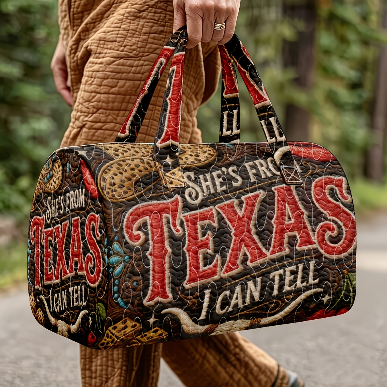 TEMU Printed Design-not Textured: Print Travel Bag, Lightweight Large-capacity Weekend Tote, Gym & Overnight Duffel For Travel And Daily Use