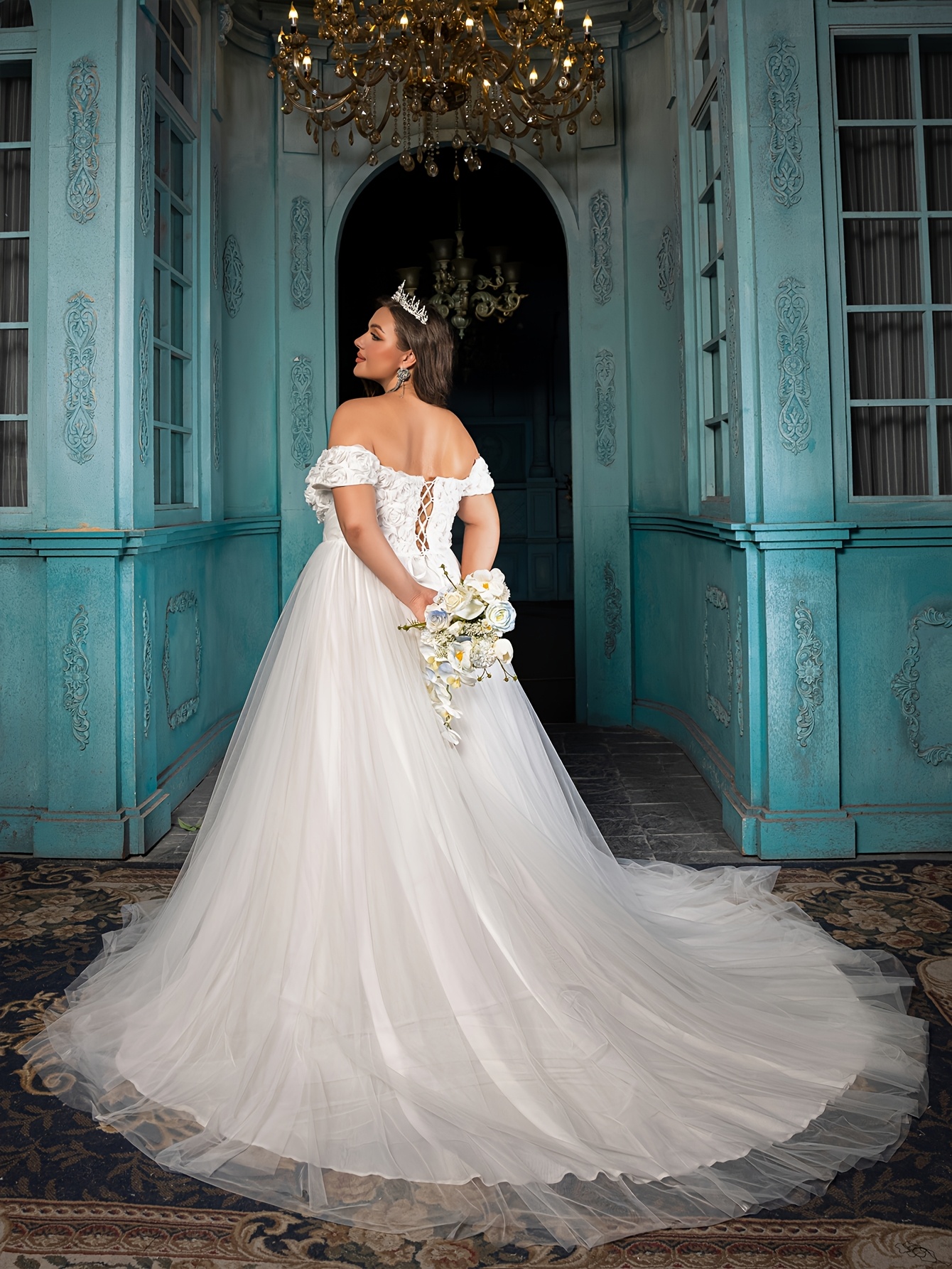 plus size plus size womens halter wedding dress women's - Temu