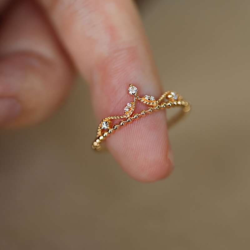 TEMU Anillo de Corona Hueca de Encaje para Mujer, Diseño Único, Moderno y Asequible, Anillo Abierto Ajustable, para Uso Diario y Accesorio Elegante