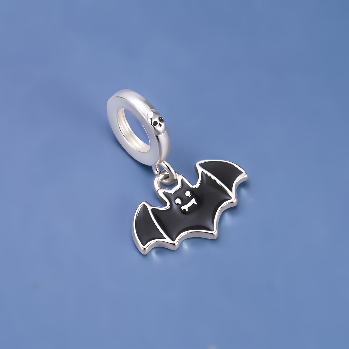 TEMU 1pc Silvery Plated Copper Black For Halloween Bat Shaped Pendant Suitable For Men And Women. Suitable For Jewelry Making Bracelets Or Necklaces