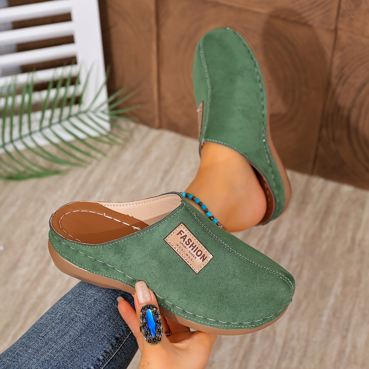 TEMU Women's Fashion Slip-on Mule With Arch Support - Breathable Thick Sole Closed Toe Platform - Soft Tpu Outsole, Comfortable And Durable - Casual