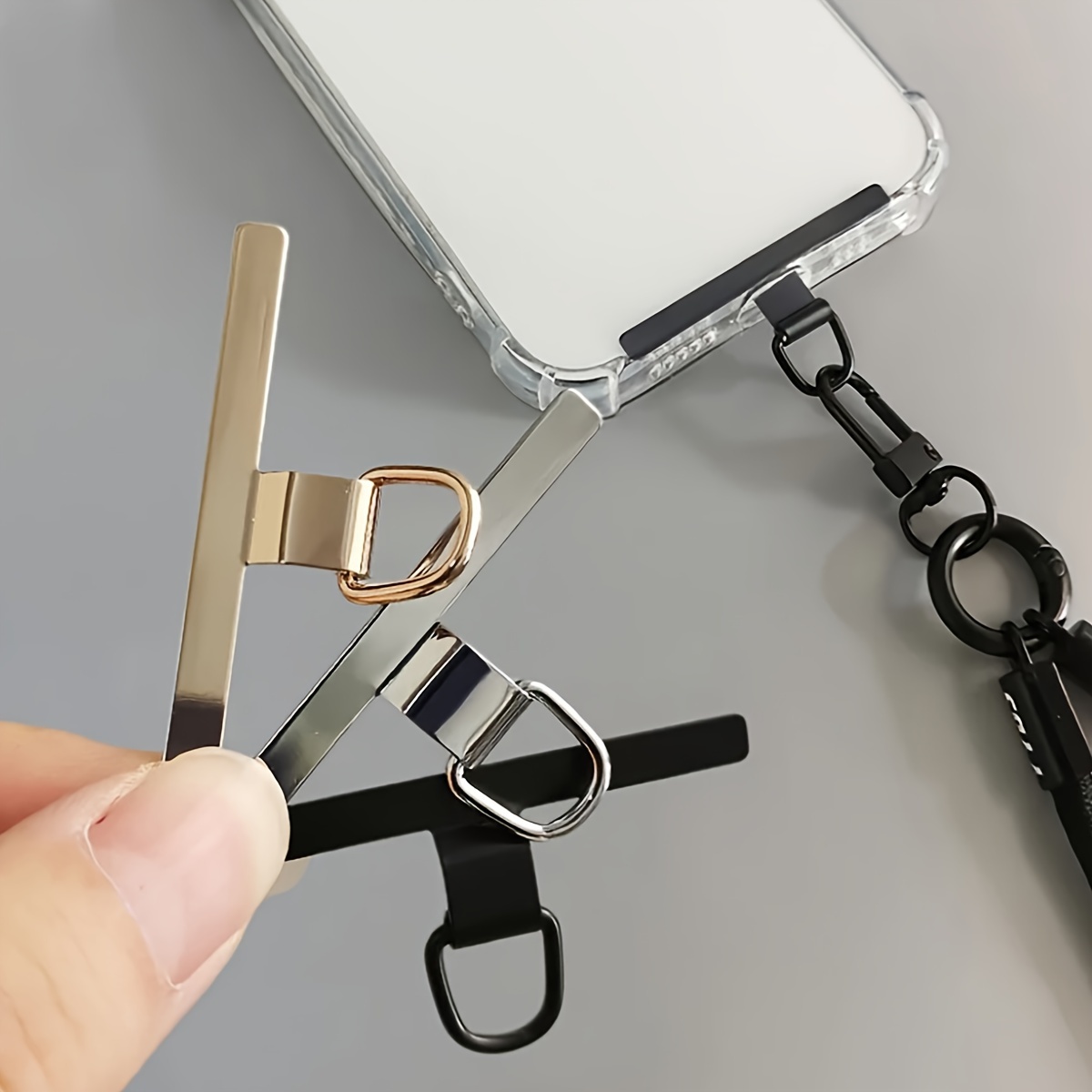 

1pc Stainless Steel Phone Charm Holder, Anti-loss Lanyard Connector Attachment For Phone Case - And Accessory