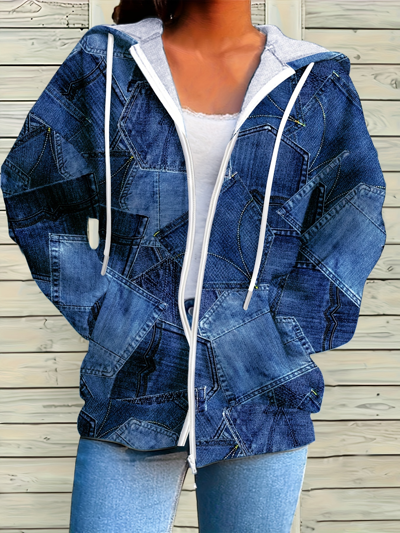 【Raucohouse】Smoke washed denim hooded jumper Raucohouse