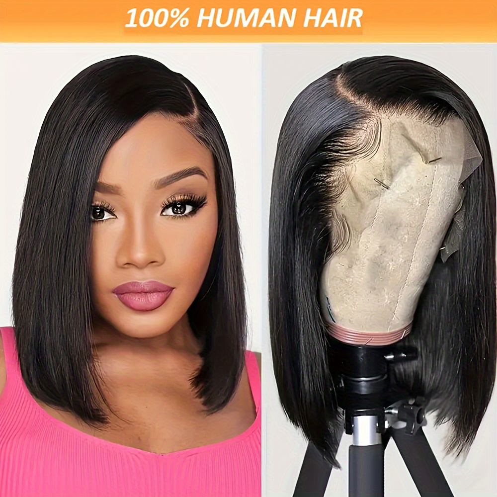 

Chic 13x4 Hd Lace Front Bob Wig For Women - , Pre- With Baby Hair, , 250% Density, Straight Human Hair In Invisible Hd Frontal, Black, Hair Wig