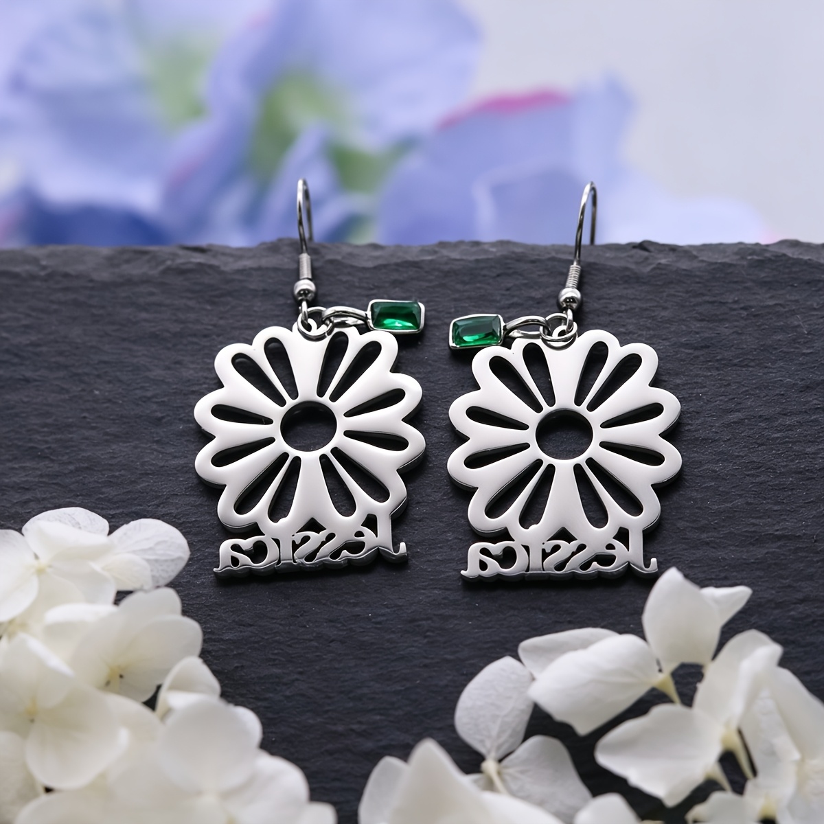 Personalized Stainless Steel Daisy Earrings, Gift for Her