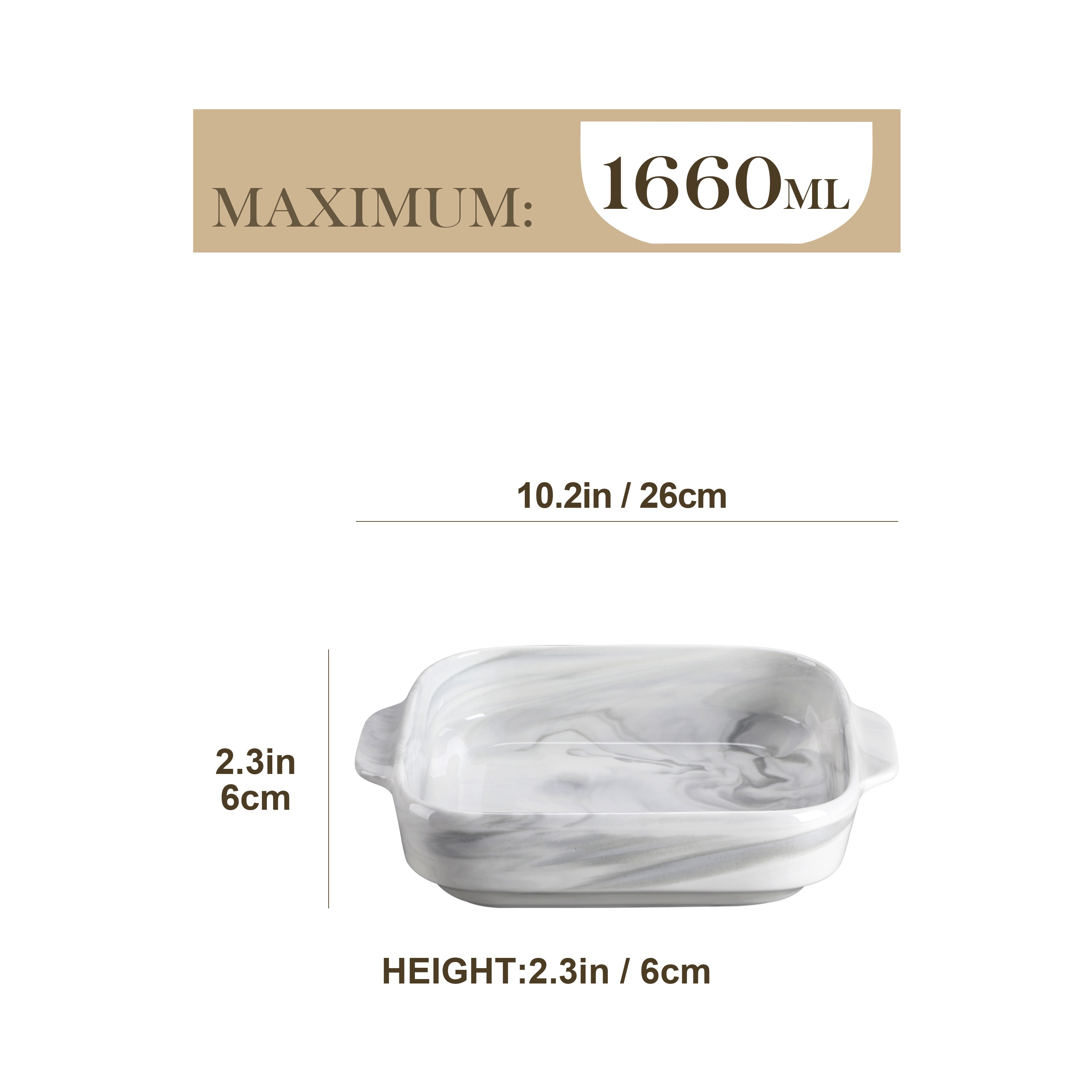 Image of 1 Piece Baking Dishes With Handles Porcelain Casserole Dishes For Oven Ceramic Bakeware Rectangular Lasagna Pans Deep For Baking Kitchen