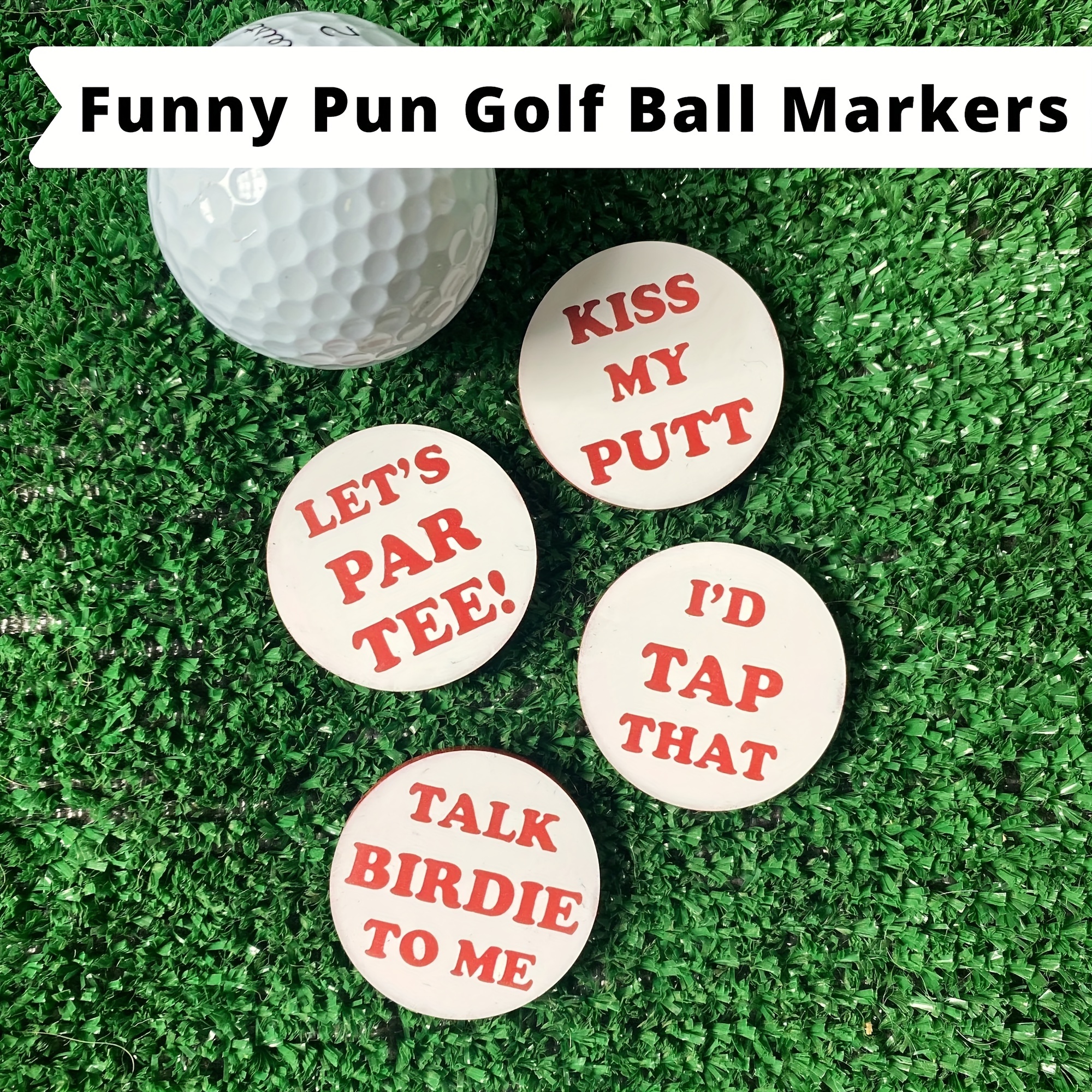 

4pcs Funny Pun Golf Ball Markers, Creative Gift For Mother's Day, Father's Day, Thanksgiving, And Christmas