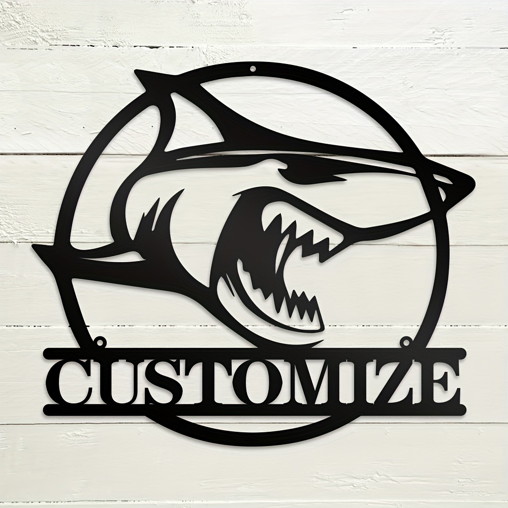 

1pc Custom Great White Shark Metal Wall Art, Personalized Name Sign, Home Decor, Boy Girl Nursery Decoration, Christmas Gifts
