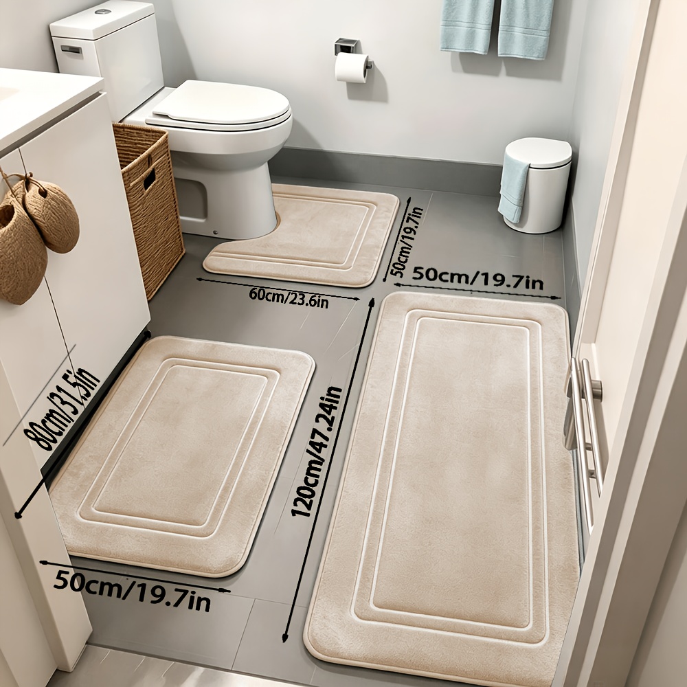 TEMU 3pcs/Tapis de , Tapis de bain super absorbants, Tapis de sol de salle de bain antidérapants, Tapis de - et confortables de qualité supérieure,