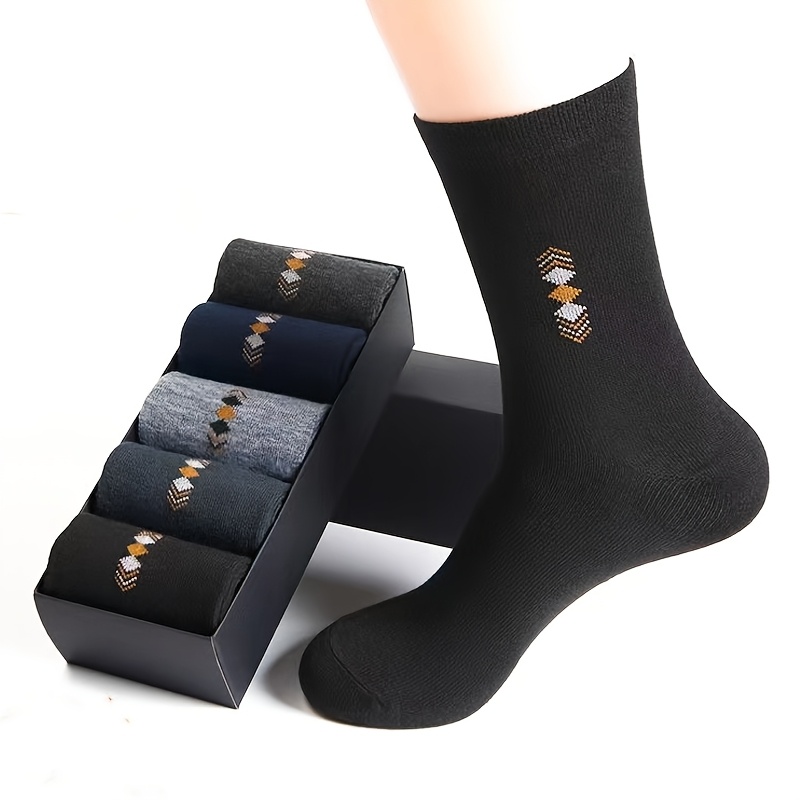 

5 Pairs Of New Warm And Sweat-absorbing Simple And Men's Business Long Socks