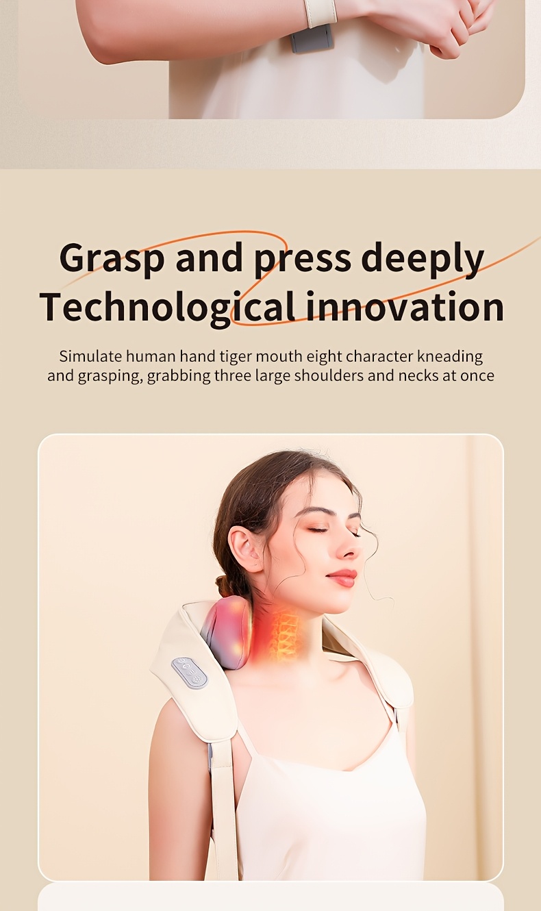 Neck Massager Back Waist Shoulder Neck Cervical Massage Automatic Kneading Device Trapezius Muscle Massager