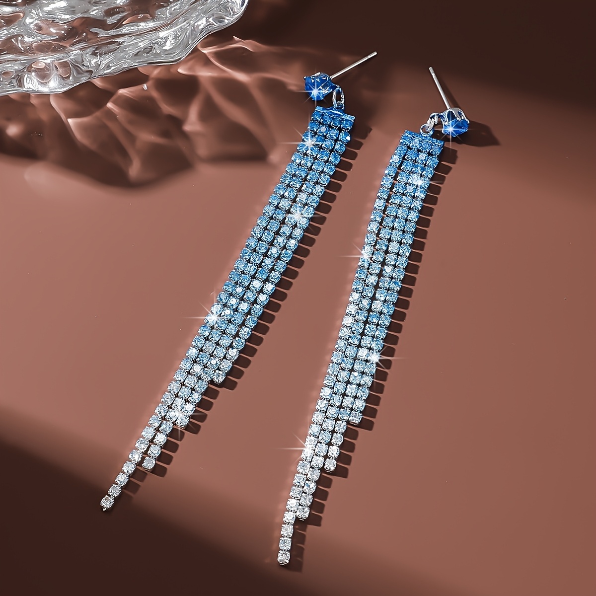 Long Layered Drop Earrings with Synthetic Gemstones, Everyday Glamour
