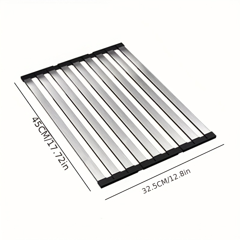  . luxus rollbarer edelstahl geschirrtrockner - platzsparend, multifunktional, design für über die spüle,  , ausrollbar,  , leicht zu reinigen, küchenspülen-organizer, werkzeuge und matte -   für kleine küchen
