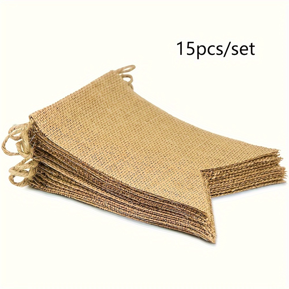 Image of 15pcs/set, Banners Burlap Banner, Plain Banners For Diy Party Decor For Birthday, Wedding, Baby Shower And Graduation, Xmas