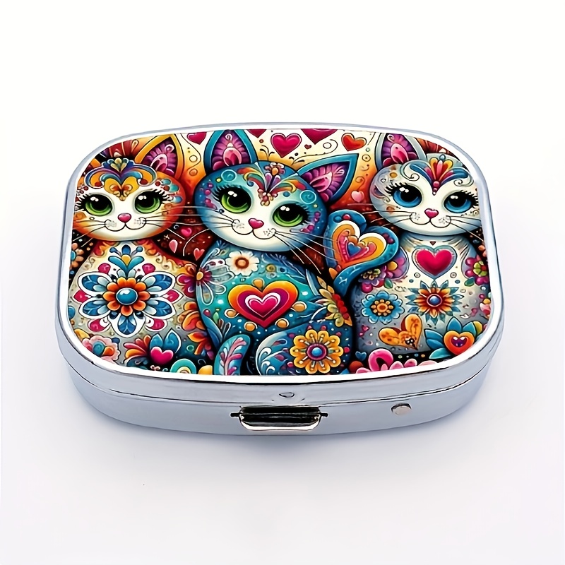 1pc 2-grid Metal Medicine Box - Portable Decorative Medicine Box, Suitable For Travel And Wallet - Unique Vitamin Box, Perfect Christmas Gift -2 Inches