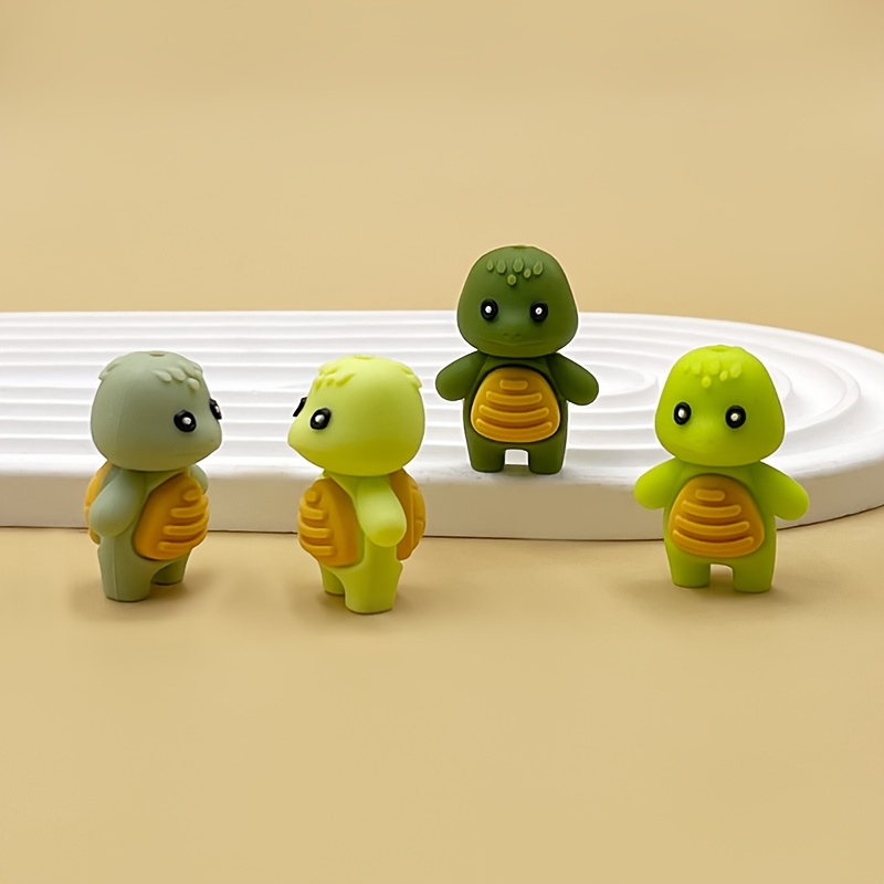 4pcs 3d Silicone Bead Turtle, Mixed Color Stereo Beads, Cartoon Beads For Diy, Beaded Pens, Bracelet Pendants, Decorative Beads