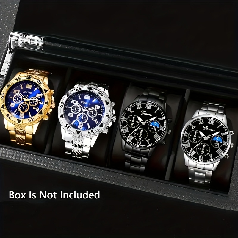4 relojes de cuarzo de negocios para hombres, elegantes y de alta calidad.