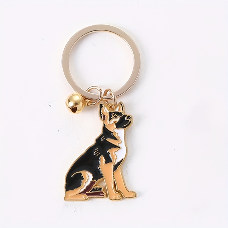 Image of 1pc Cartoon Bag Charm, Metal German Shepherd Pet Dog Keychain, Cute Small Pendant, Couple Creative Small Gift Keyring