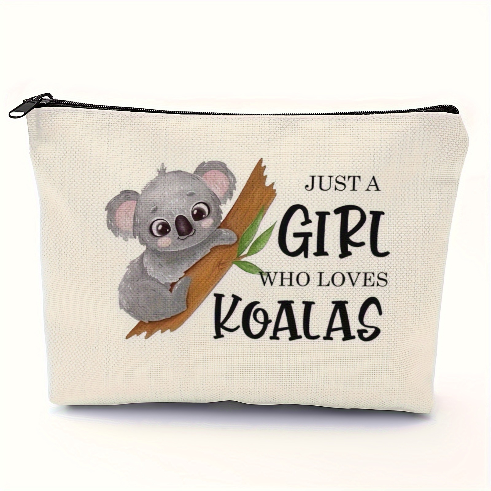 

Cute Koala Print Women's Makeup Bag - Lightweight, Foldable, Fade-resistant Travel Pouch With Zipper Closure, " Who " Design, Polyester Material, Hand Wash Only