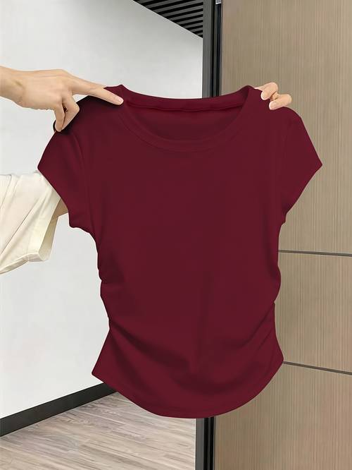 lässiges damen t-shirt mit rüschen, vielseitiges sommeroberteil