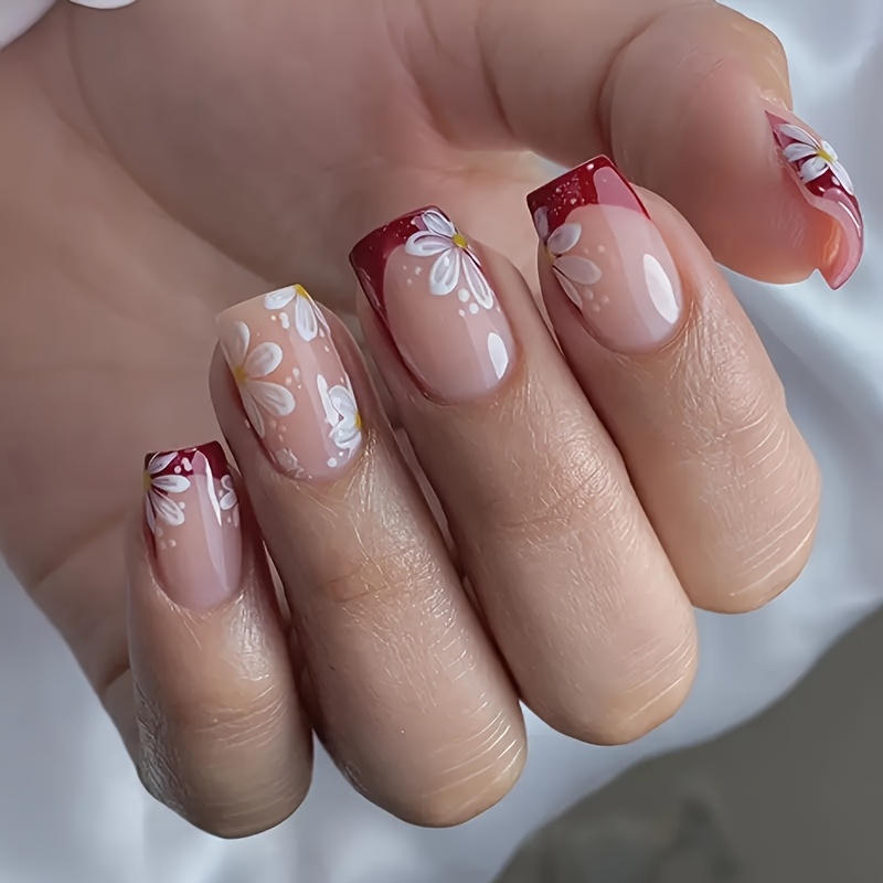 24pcs New Short Square Glossy Art Nails, Easy And Beautiful, Fresh, Full Coverage, Suitable For Women
