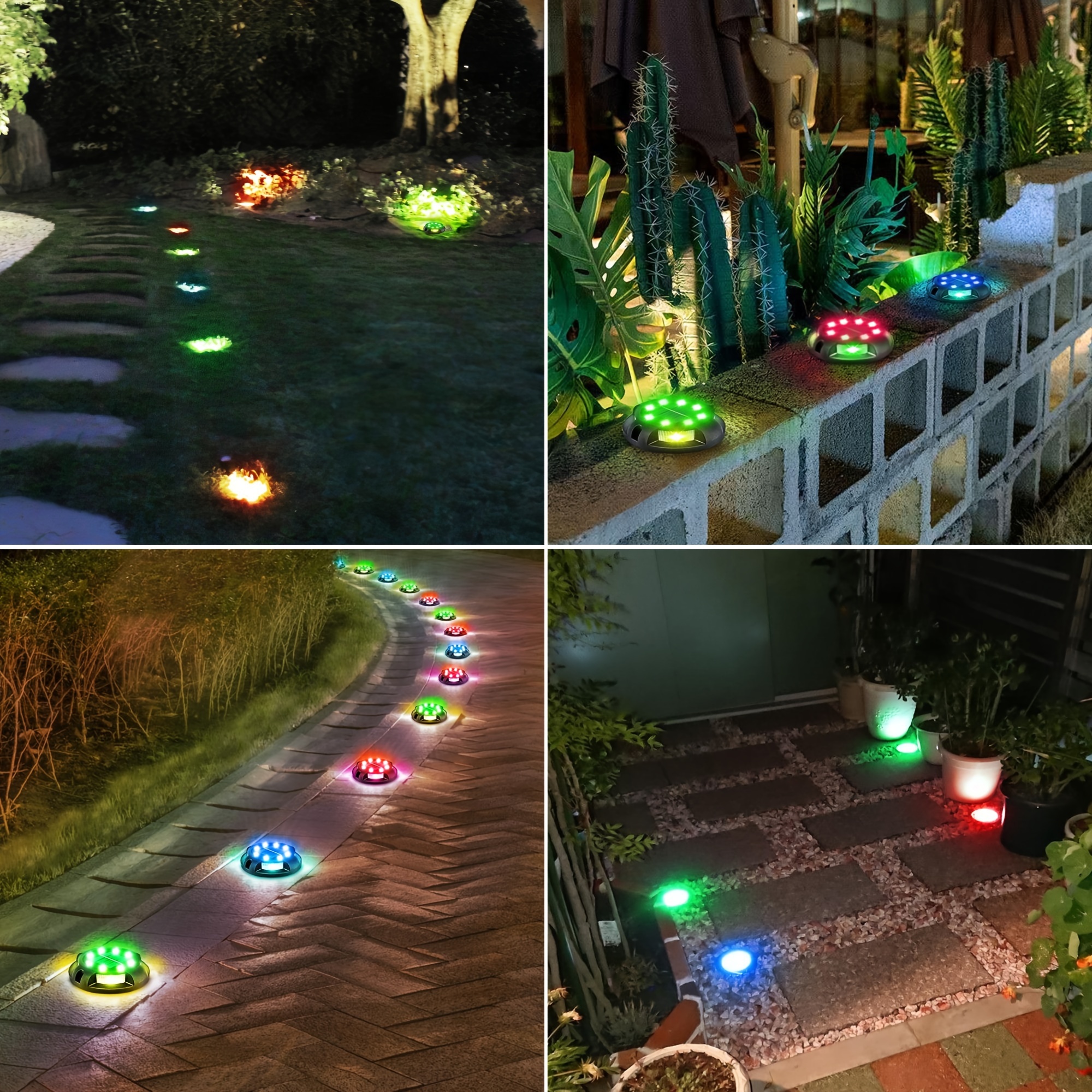 

8 Packs Solar Pathway Lights Outdoor Uplight Sidelight, Multi Color Solar Ground Lights Walkway Lights Solar Deck Lights For Yard Walkway Garden Halloween Decorations