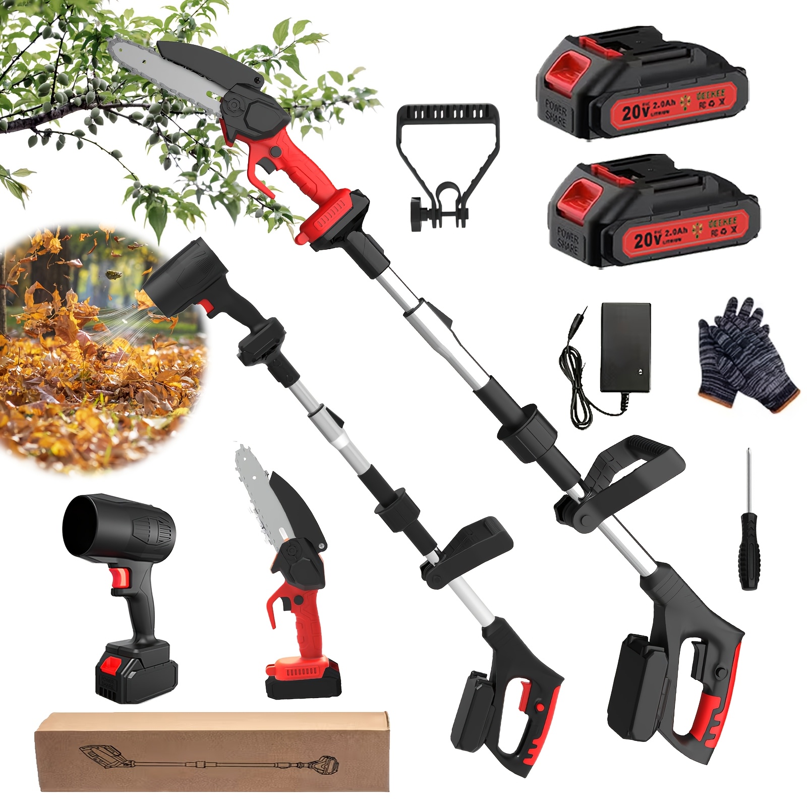 TEMU 3-in-1 Telescopic Branch Saw/ 6inch Saw, Leaf Blower And 2 Batteries. Features A 5.8ft Adjustable Telescopic Pole With And Long , Perfect For