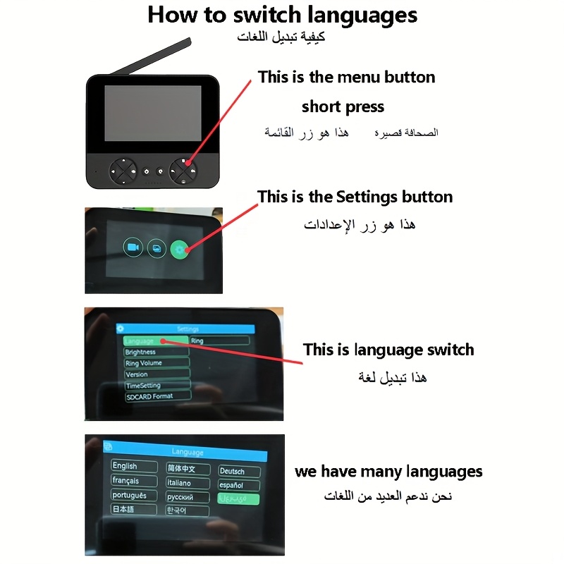 شاشة IPS 2.4 جيجا وطقم جرس باب ذكي - مراقبة فيديو لاسلكية ثنائية الاتجاه، وضوح عالي الدقة، لاصقة ذاتية، تعمل بالبطارية AA (بدون قابس)، جهاز ذكي للمنزل، ديكور منزلي حديث، تصميم أنيق، بناء متين