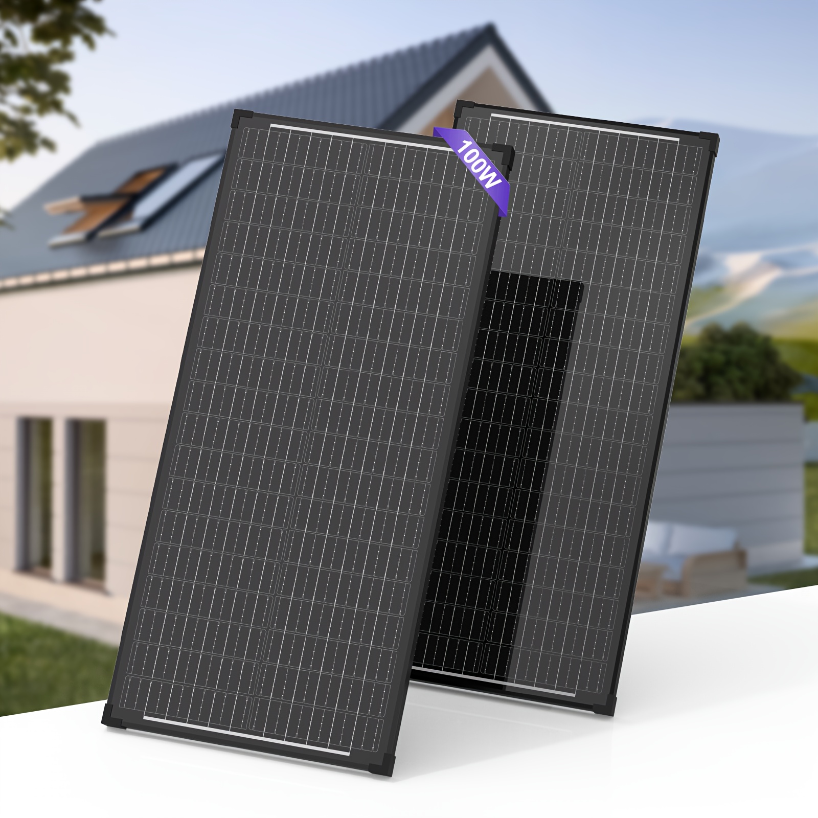 

2pcs 100w Solar Panels, 12v High Efficiency Monocrystalline Pv , Solar Charger For Home Off-, Rv, , Camping And Many Other - Outdoor Generation