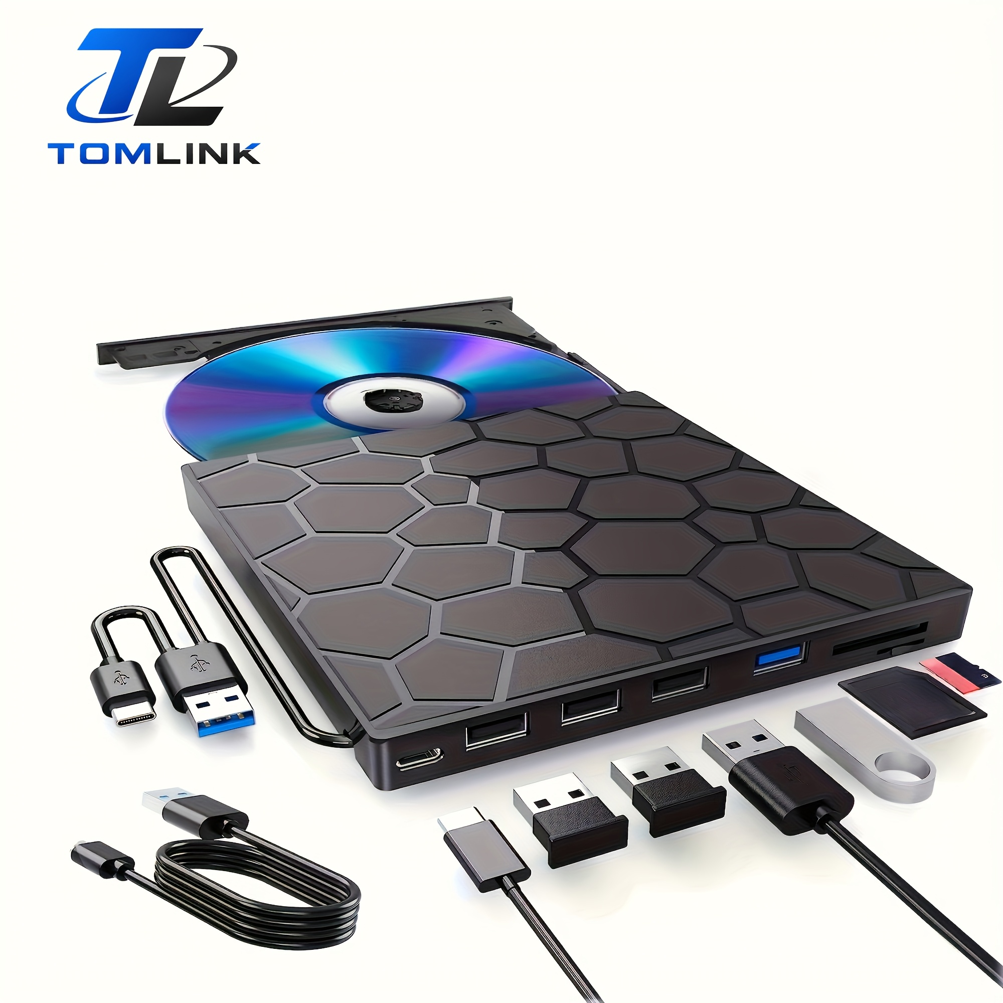 TEMU Slim External Dvd Drive With Usb 3.0, Portable Cd/dvd Burner And Player, Compatible With Laptops And Desktops Running , /10/8/7, And