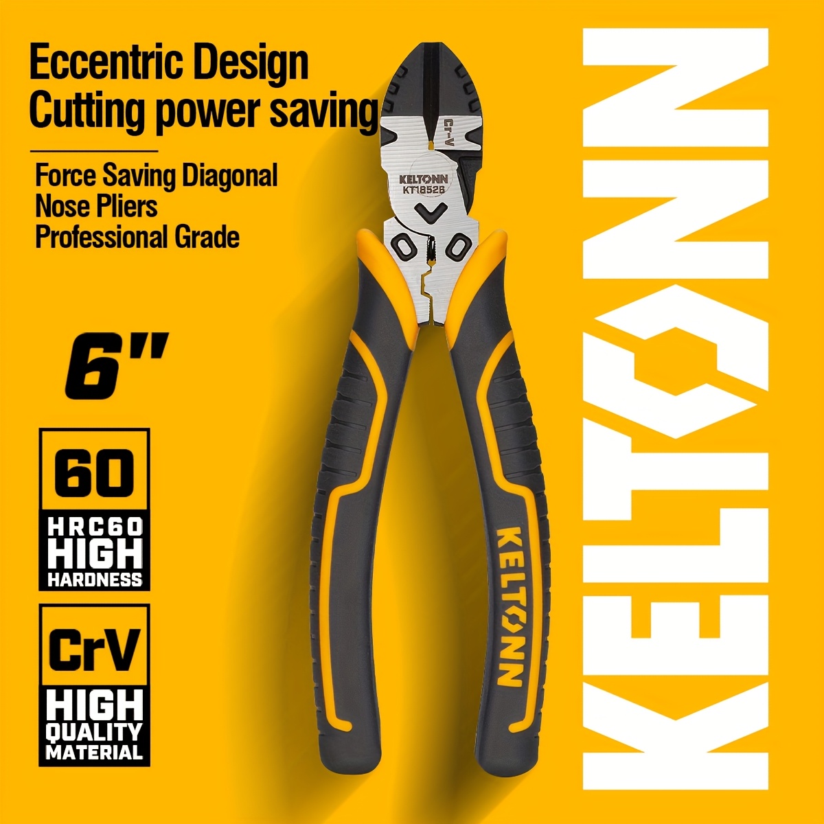 Keltonn Offset Effort- Diagonal Pliers, 6-inch Professional Wire Cutter With Slant Jaw