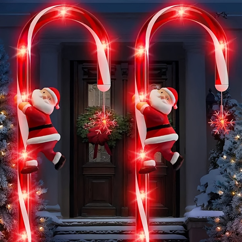 

Solar Candy Cane Lights, Solar Lights Outdoor Garden, Solar Power Candy Cane Lights With Santa Stars Solar Stake Lights For Patio Lawn Pathway Christmas